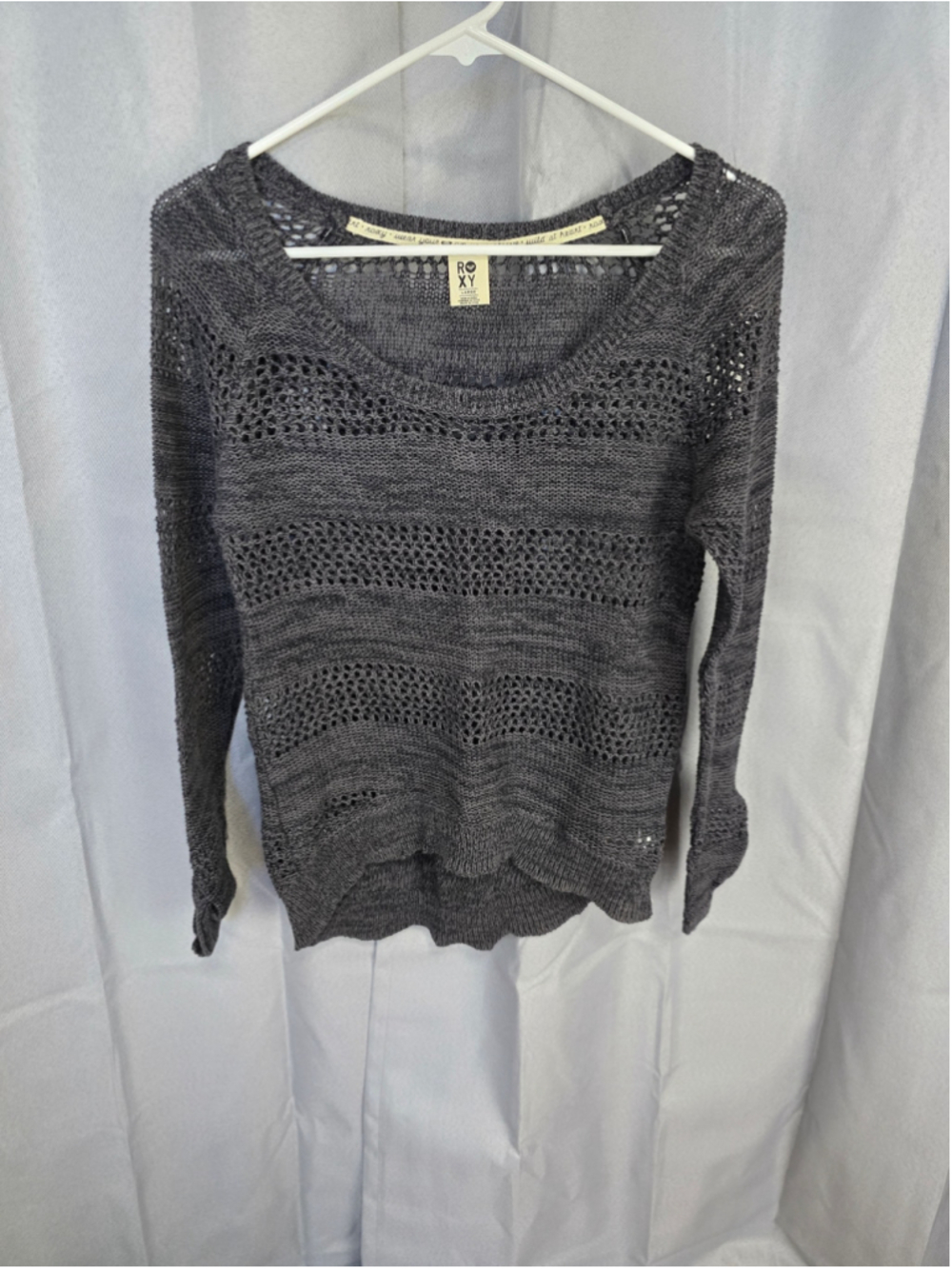 Women's Roxy Scoop Neck Knit Sweater Grey Size L